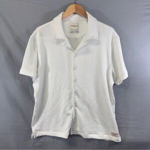 Scotch & Soda Shirt Mens Large White Textured Knit Button Front Camp Collar